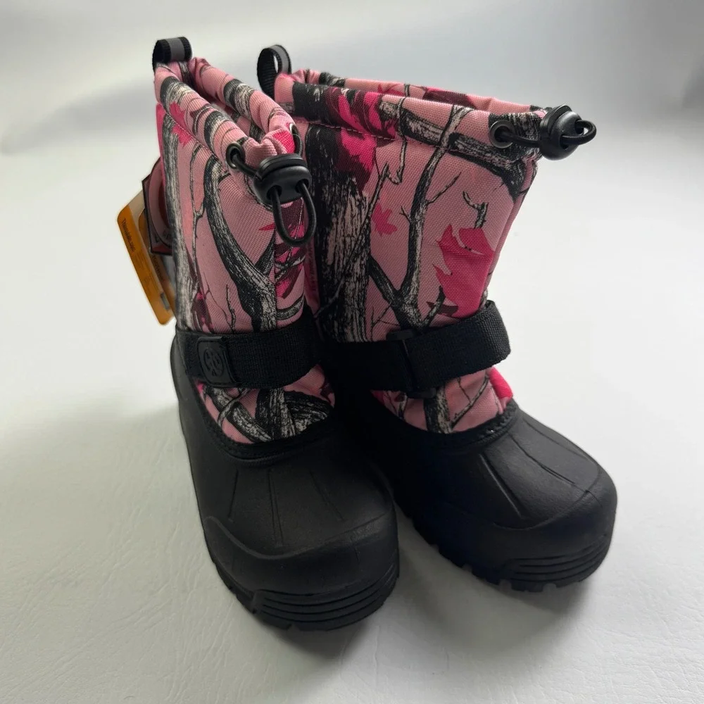Daybreak Brand Camo Pink Snow Boots Kids Size 11 Thinsulate -25F Reflective NEW